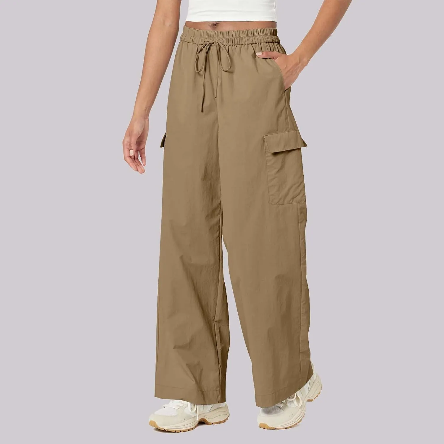 High Waisted Cargo Pants Women Y2K Drawstring Baggy Trendy Trousers with Pockets Casual Sweatpants Streetwear