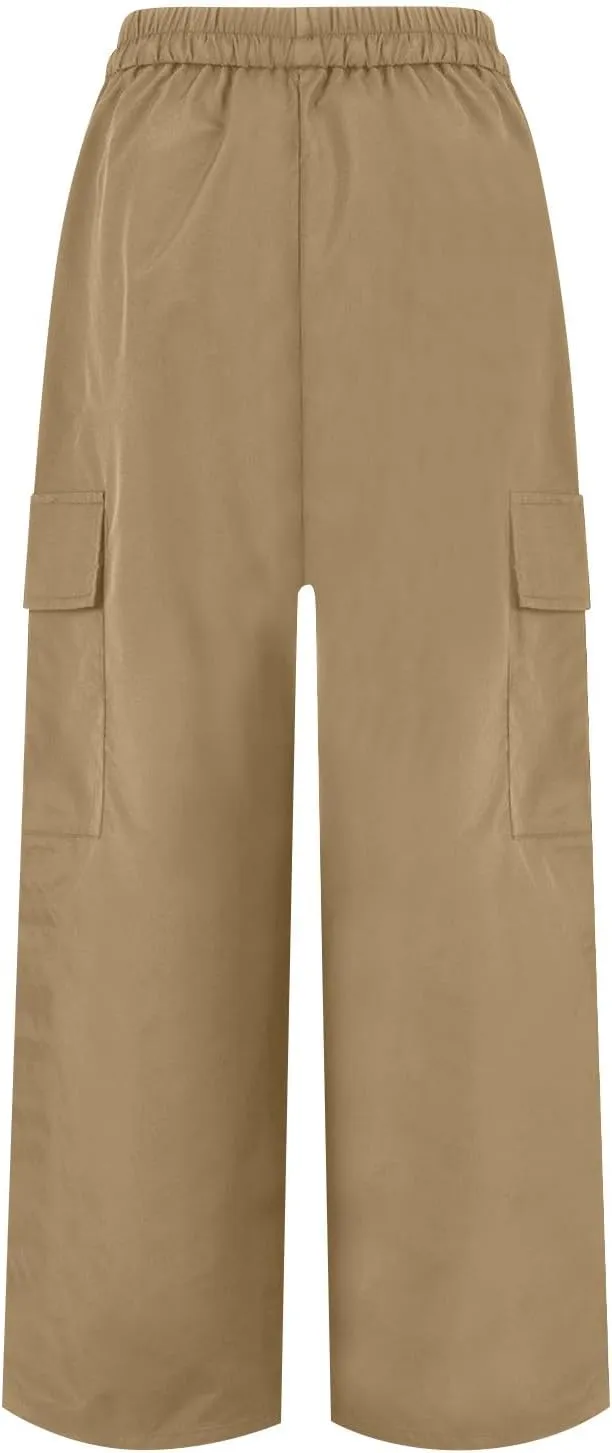 High Waisted Cargo Pants Women Y2K Drawstring Baggy Trendy Trousers with Pockets Casual Sweatpants Streetwear