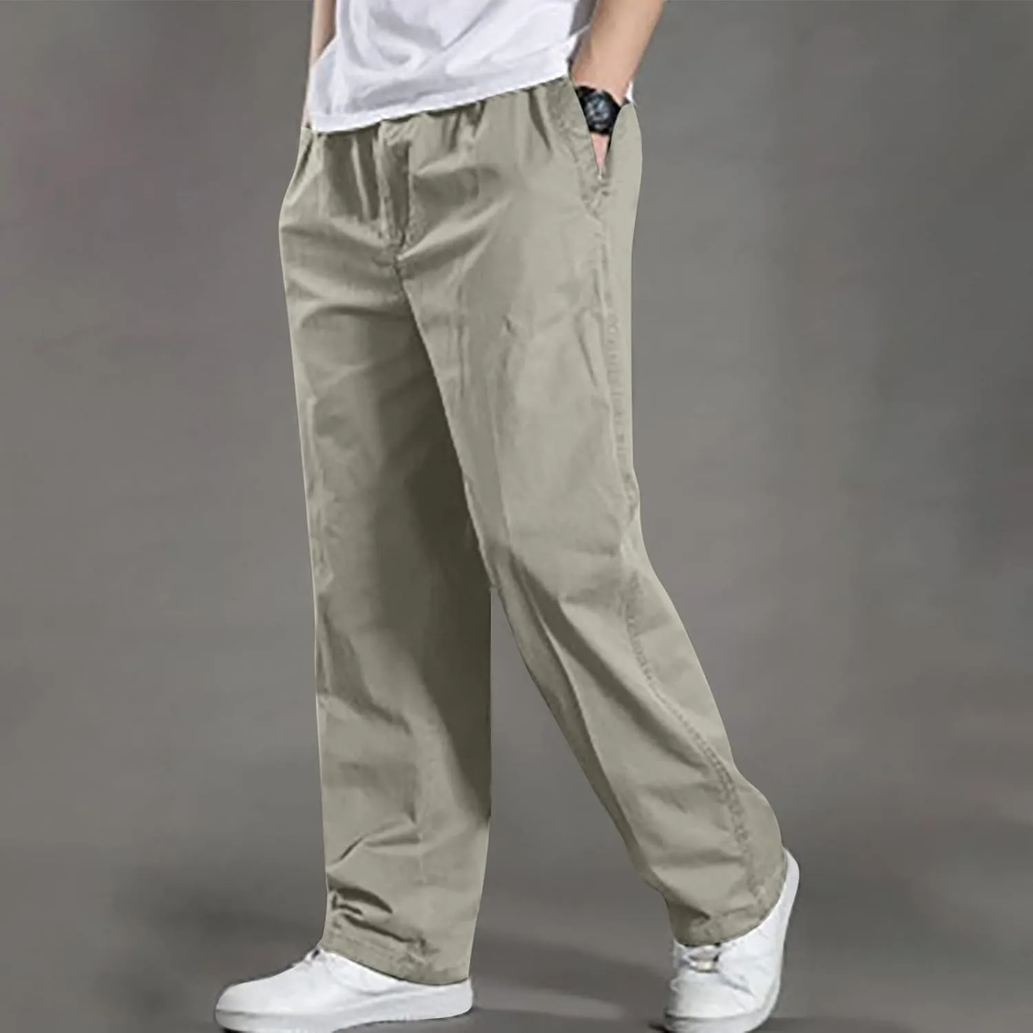 Hiking Pants Men Lightweight Big and Tall Dress Pants Casual Elastic Waist Cargo Pants Breathable Stretch Golf Pants