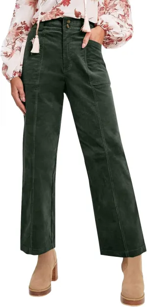 HTHLVMD Women's Corduroy Pants 2024 Winter Fashion Casual Straight Leg High Waisted Corduroy Pants with Pockets