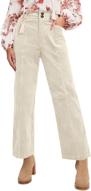 HTHLVMD Women's Corduroy Pants 2024 Winter Fashion Casual Straight Leg High Waisted Corduroy Pants with Pockets