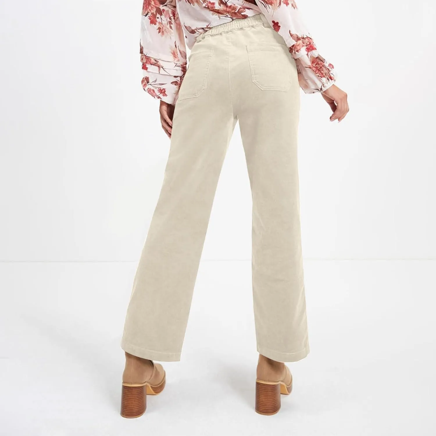 HTHLVMD Women's Corduroy Pants 2024 Winter Fashion Casual Straight Leg High Waisted Corduroy Pants with Pockets