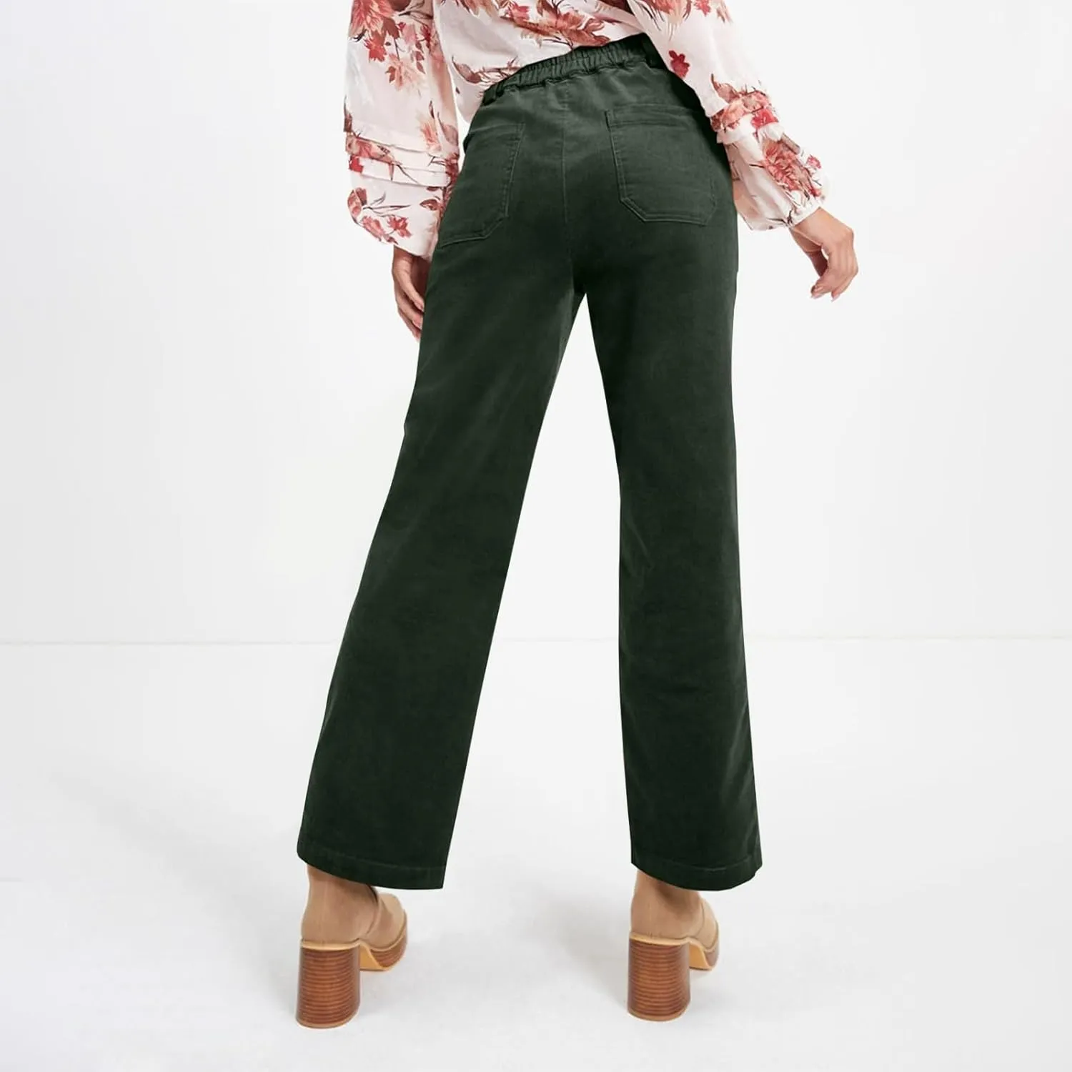 HTHLVMD Women's Corduroy Pants 2024 Winter Fashion Casual Straight Leg High Waisted Corduroy Pants with Pockets