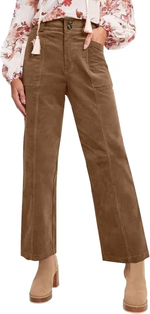 HTHLVMD Women's Corduroy Pants 2024 Winter Fashion Casual Straight Leg High Waisted Corduroy Pants with Pockets