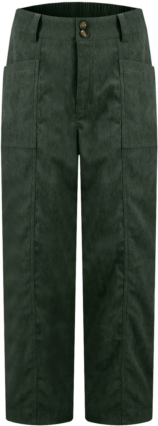HTHLVMD Women's Corduroy Pants 2024 Winter Fashion Casual Straight Leg High Waisted Corduroy Pants with Pockets
