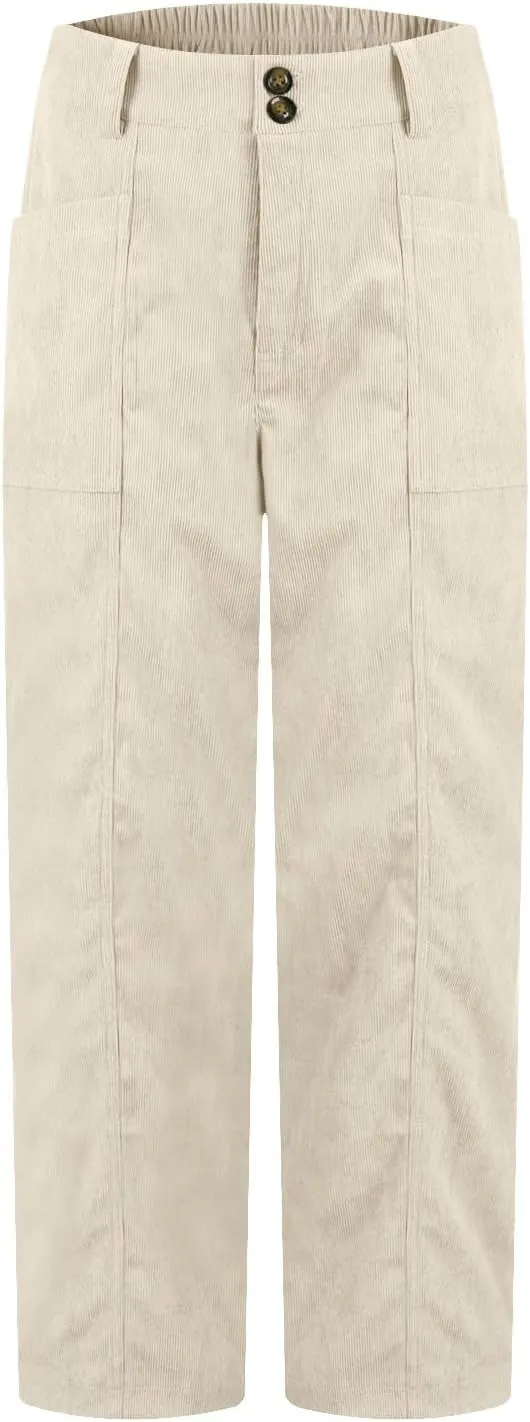 HTHLVMD Women's Corduroy Pants 2024 Winter Fashion Casual Straight Leg High Waisted Corduroy Pants with Pockets