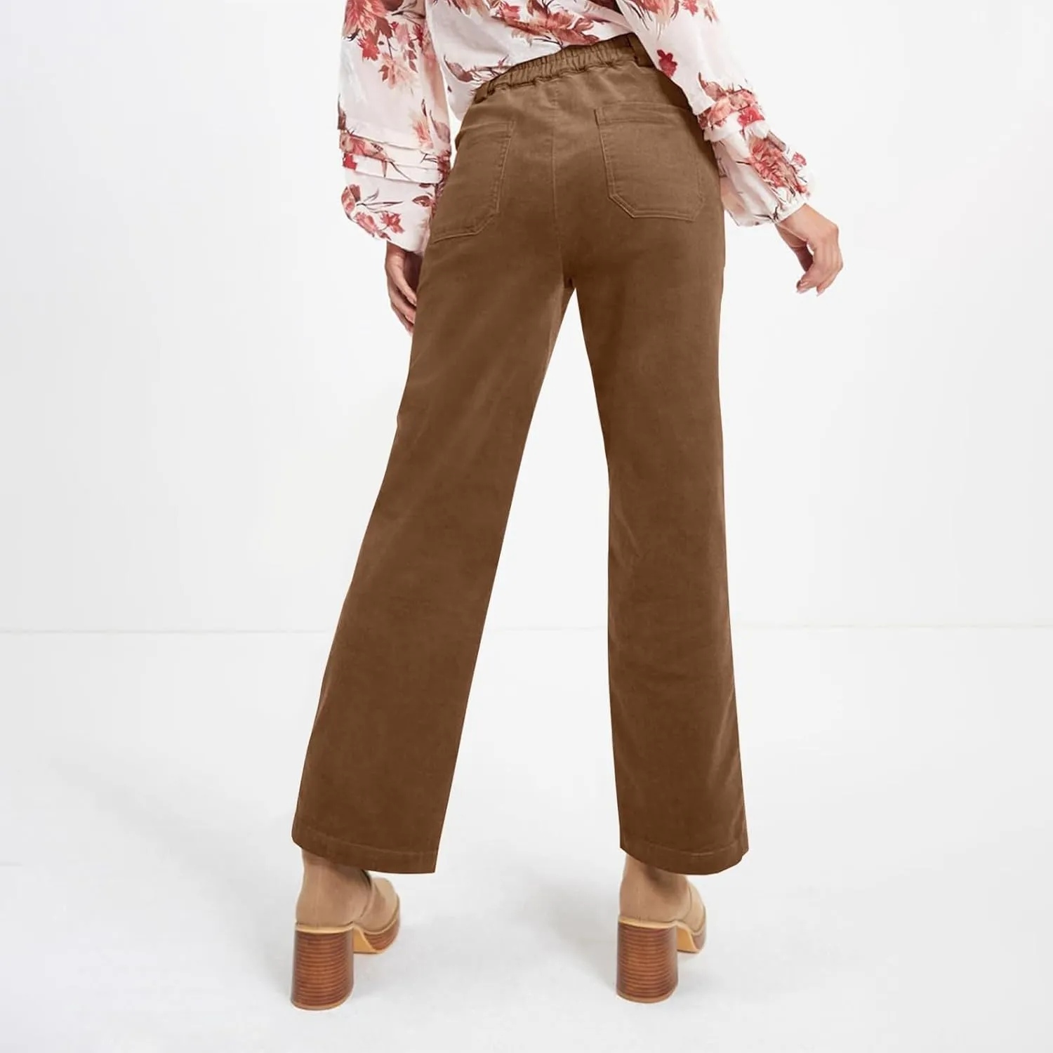 HTHLVMD Women's Corduroy Pants 2024 Winter Fashion Casual Straight Leg High Waisted Corduroy Pants with Pockets
