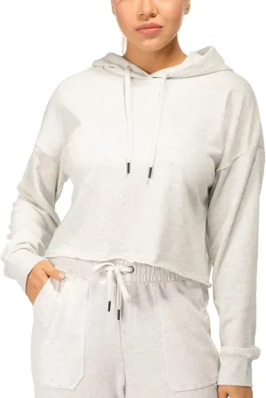 icyzone Workout Sweatshirts for Women - Long Sleeve Crop Top Hoodie Exercise Pullover