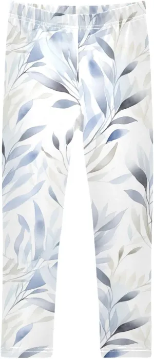 J JOYSAY Watercolor Gray Leaves Girls Leggings Kids Leggings