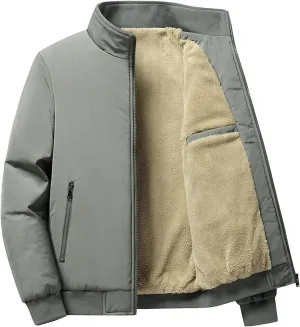JEsilunmaMY Men's Full-Zip Fleece Jacket Winter Coats Sherpa Lined Faux Fur Plush Parka Casual Warm Cargo Bomber Jackets
