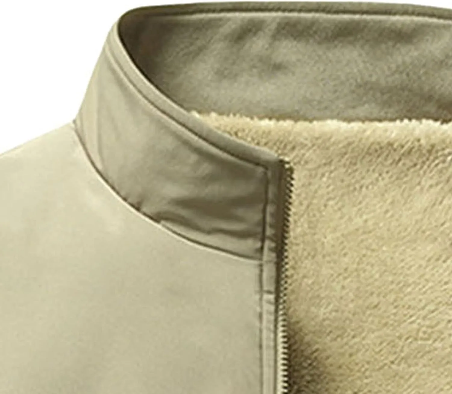 JEsilunmaMY Winter Coats for Men Full-Zip Stand Collar Sherpa Lined Fleece Jacket Plush Parka Warm Thicken Bomber Jacket