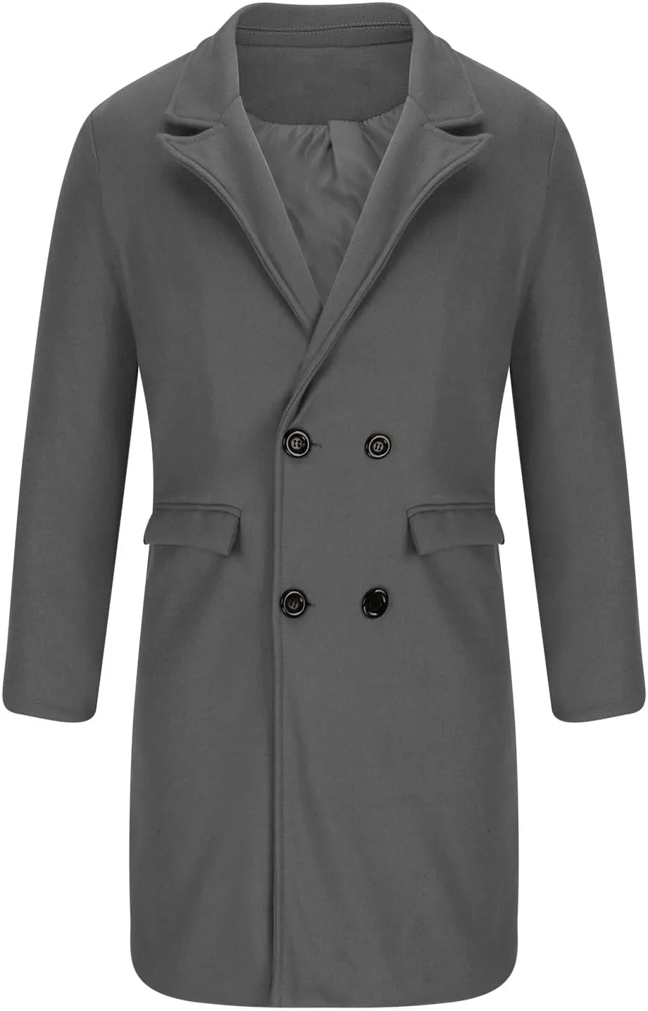Juejuezi Men's Trench Coat Long Wool Jackets Winter Classic Windbreakers Cotton Casual Woollen Overcoat with Pockets