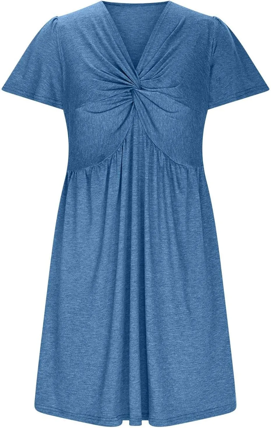 Ladies' Solid Short Sleeve Dresses Ruffle Sexy Elegant Party Dress High Waisted Elastic Tunic Mini Women Dress
