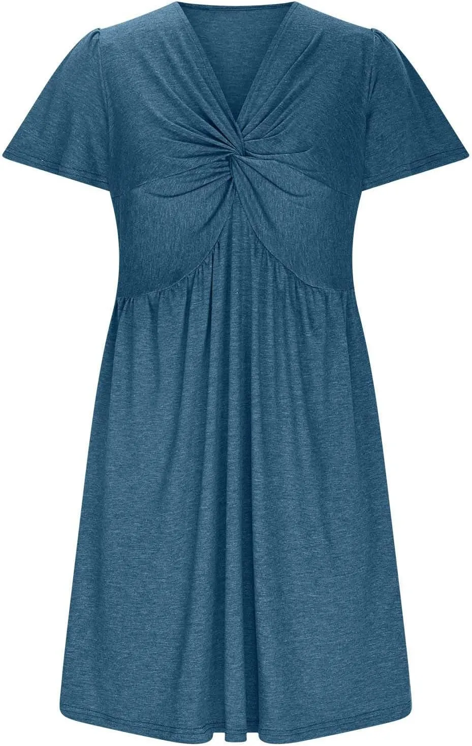 Ladies' Solid Short Sleeve Dresses Ruffle Sexy Elegant Party Dress High Waisted Elastic Tunic Mini Women Dress