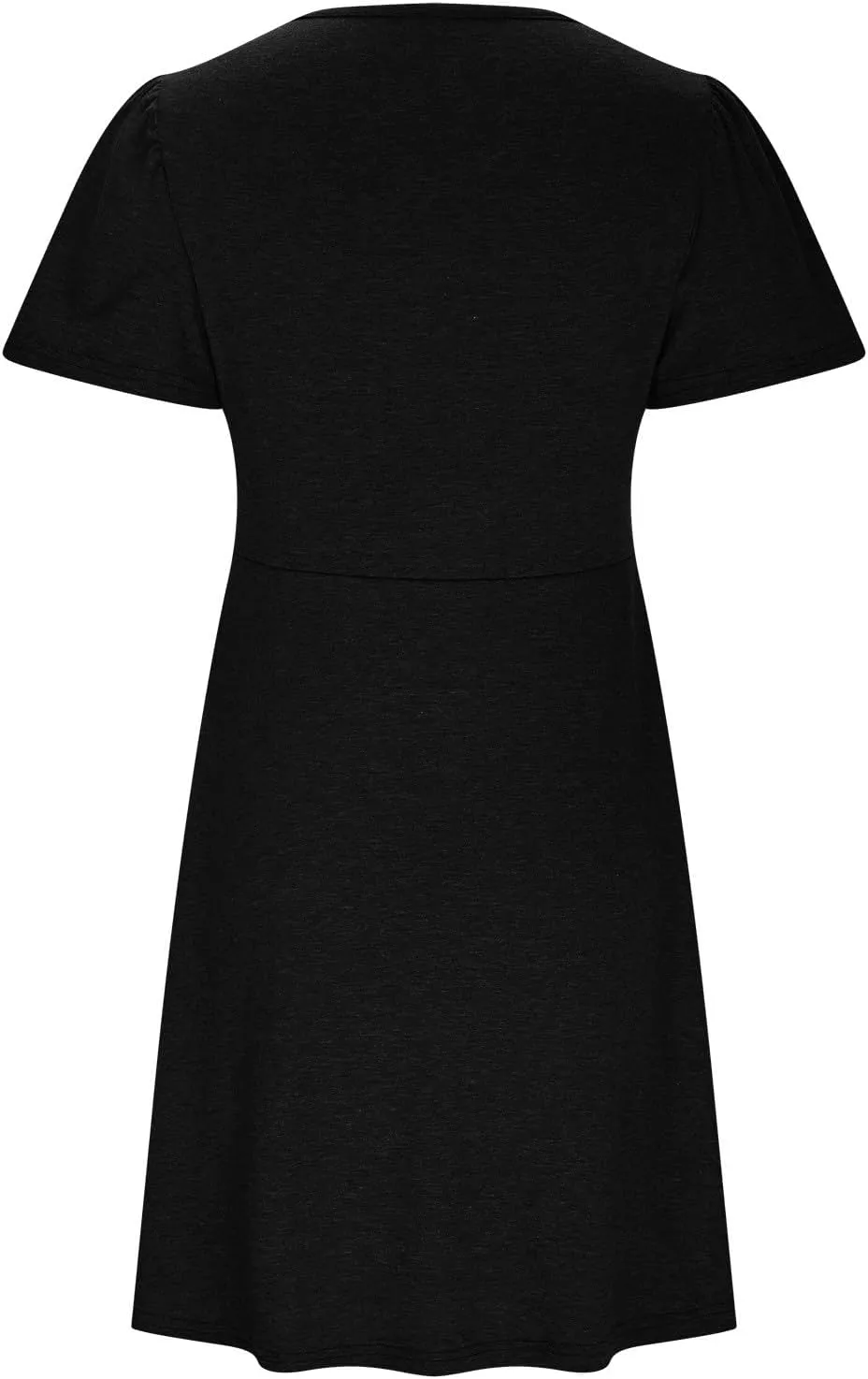 Ladies' Solid Short Sleeve Dresses Ruffle Sexy Elegant Party Dress High Waisted Elastic Tunic Mini Women Dress