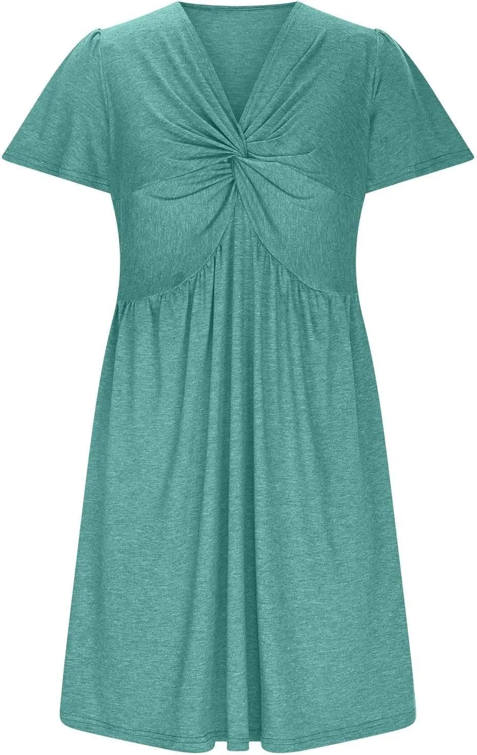Ladies' Solid Short Sleeve Dresses Ruffle Sexy Elegant Party Dress High Waisted Elastic Tunic Mini Women Dress