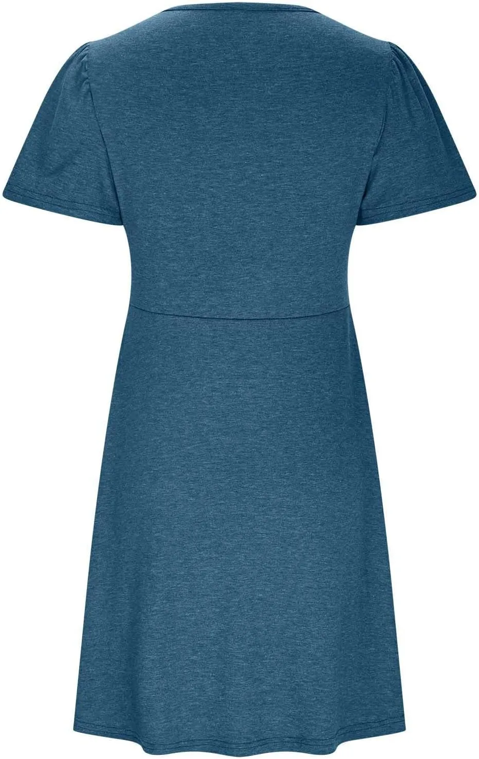 Ladies' Solid Short Sleeve Dresses Ruffle Sexy Elegant Party Dress High Waisted Elastic Tunic Mini Women Dress