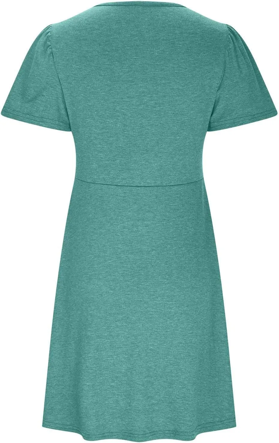 Ladies' Solid Short Sleeve Dresses Ruffle Sexy Elegant Party Dress High Waisted Elastic Tunic Mini Women Dress