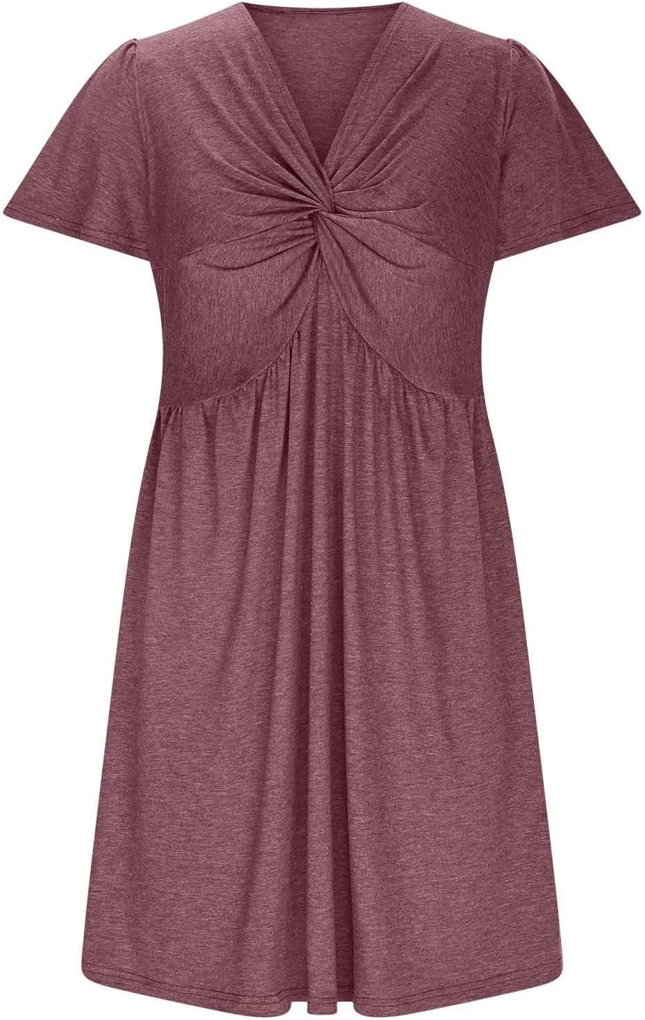 Ladies' Solid Short Sleeve Dresses Ruffle Sexy Elegant Party Dress High Waisted Elastic Tunic Mini Women Dress