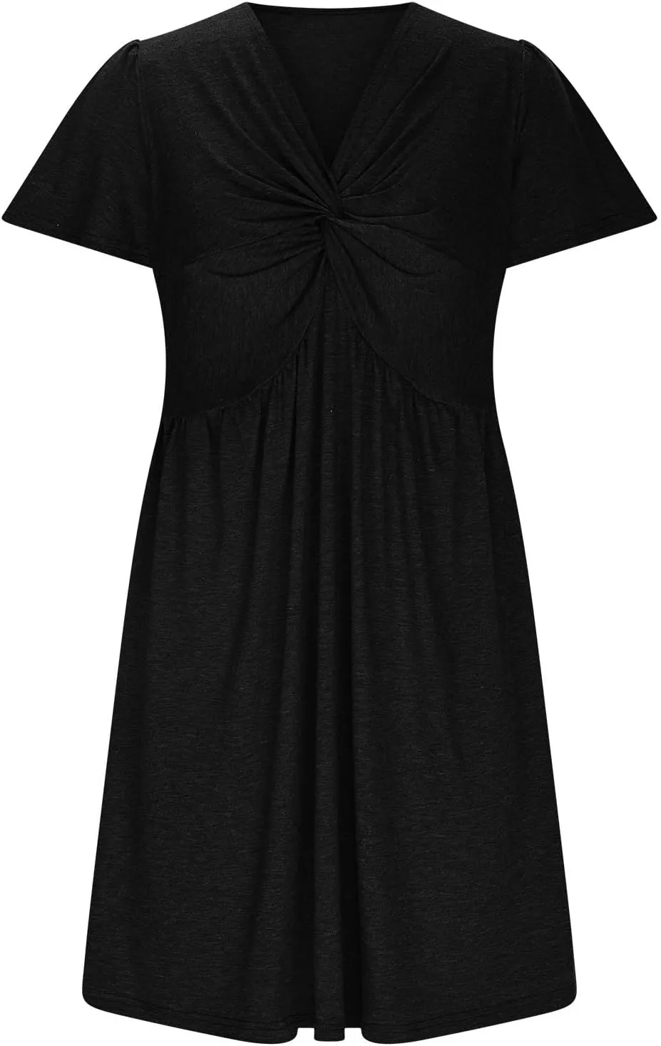 Ladies' Solid Short Sleeve Dresses Ruffle Sexy Elegant Party Dress High Waisted Elastic Tunic Mini Women Dress