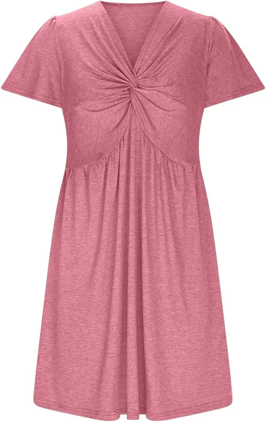Ladies' Solid Short Sleeve Dresses Ruffle Sexy Elegant Party Dress High Waisted Elastic Tunic Mini Women Dress