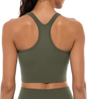 Lavento Women's Racerback Sports Bras Yoga Crop Top with Built in Bra