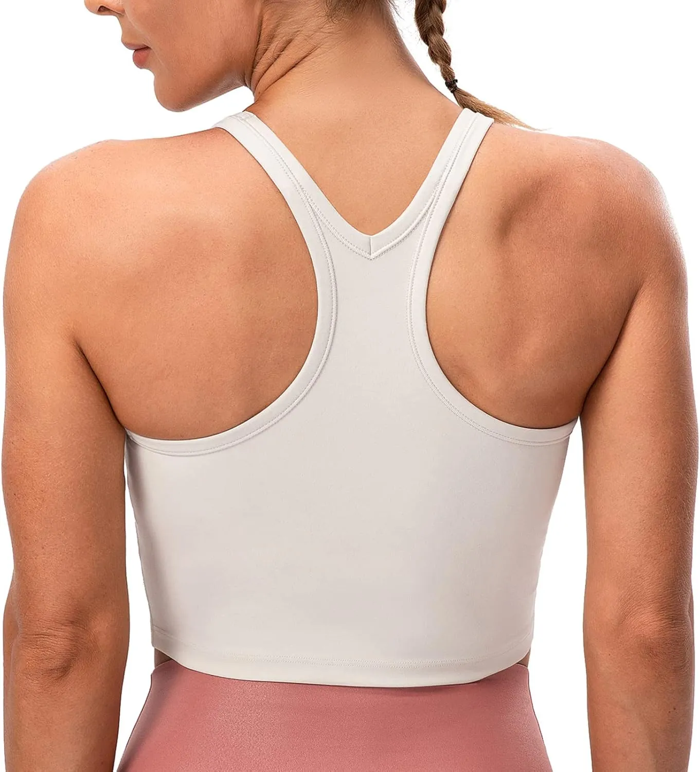 Lavento Women's Racerback Sports Bras Yoga Crop Top with Built in Bra