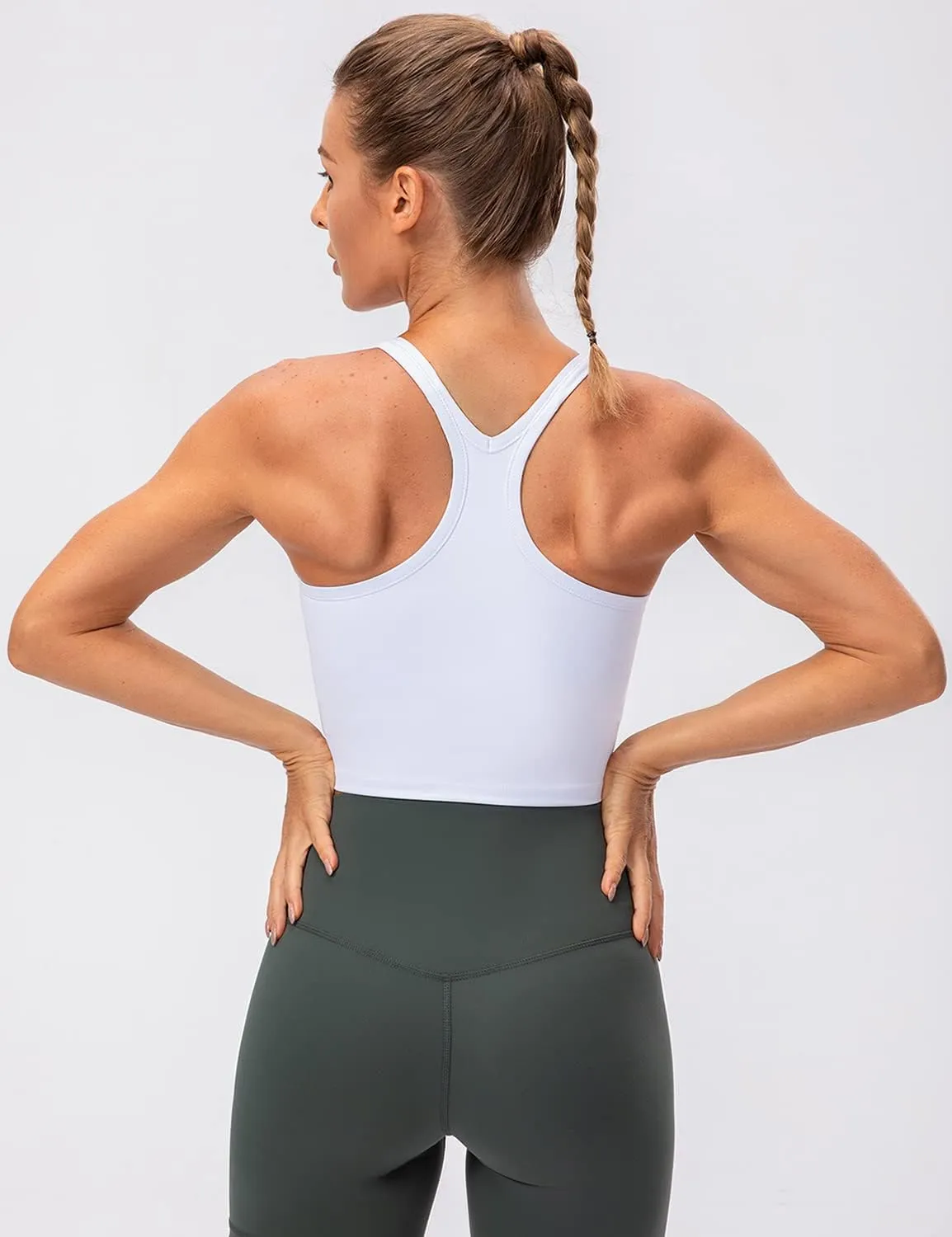 Lavento Women's Racerback Sports Bras Yoga Crop Top with Built in Bra