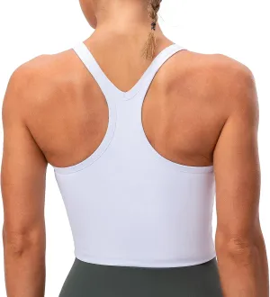 Lavento Women's Racerback Sports Bras Yoga Crop Top with Built in Bra