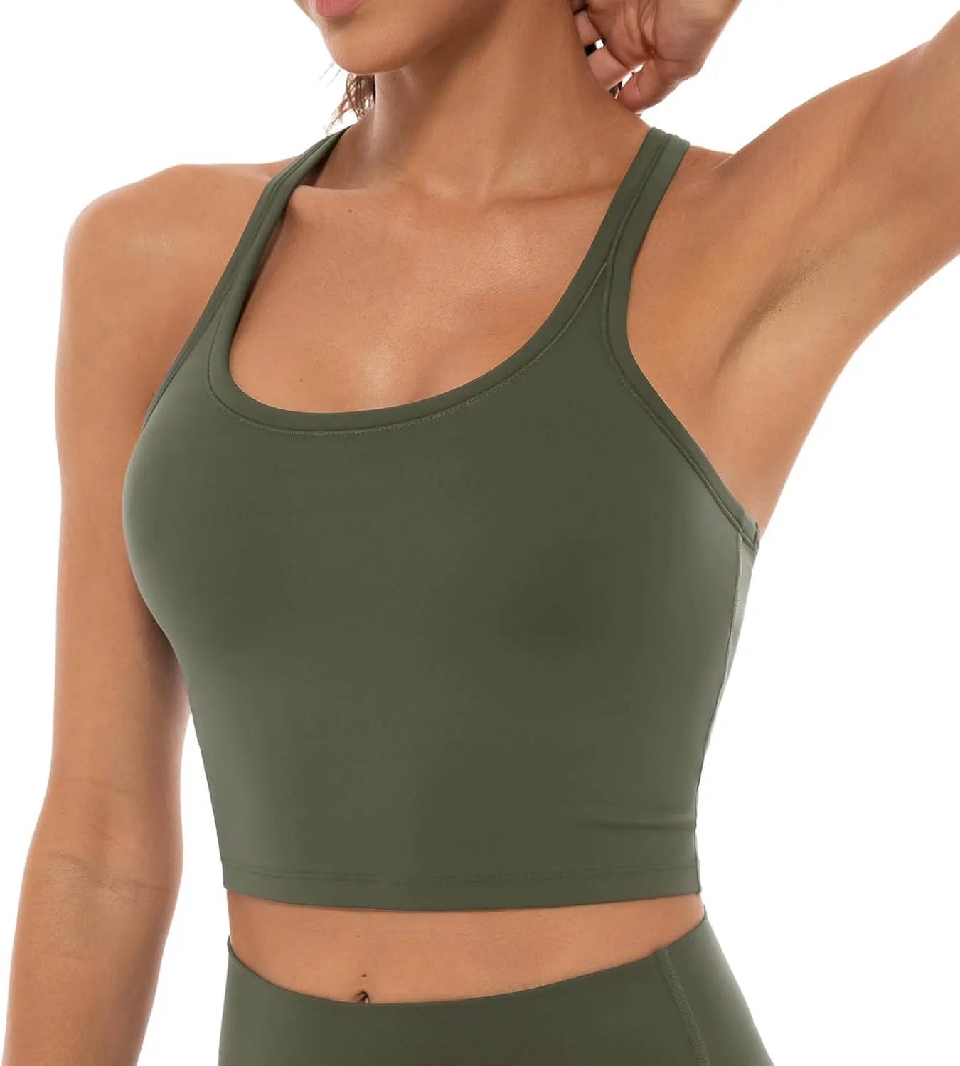 Lavento Women's Racerback Sports Bras Yoga Crop Top with Built in Bra