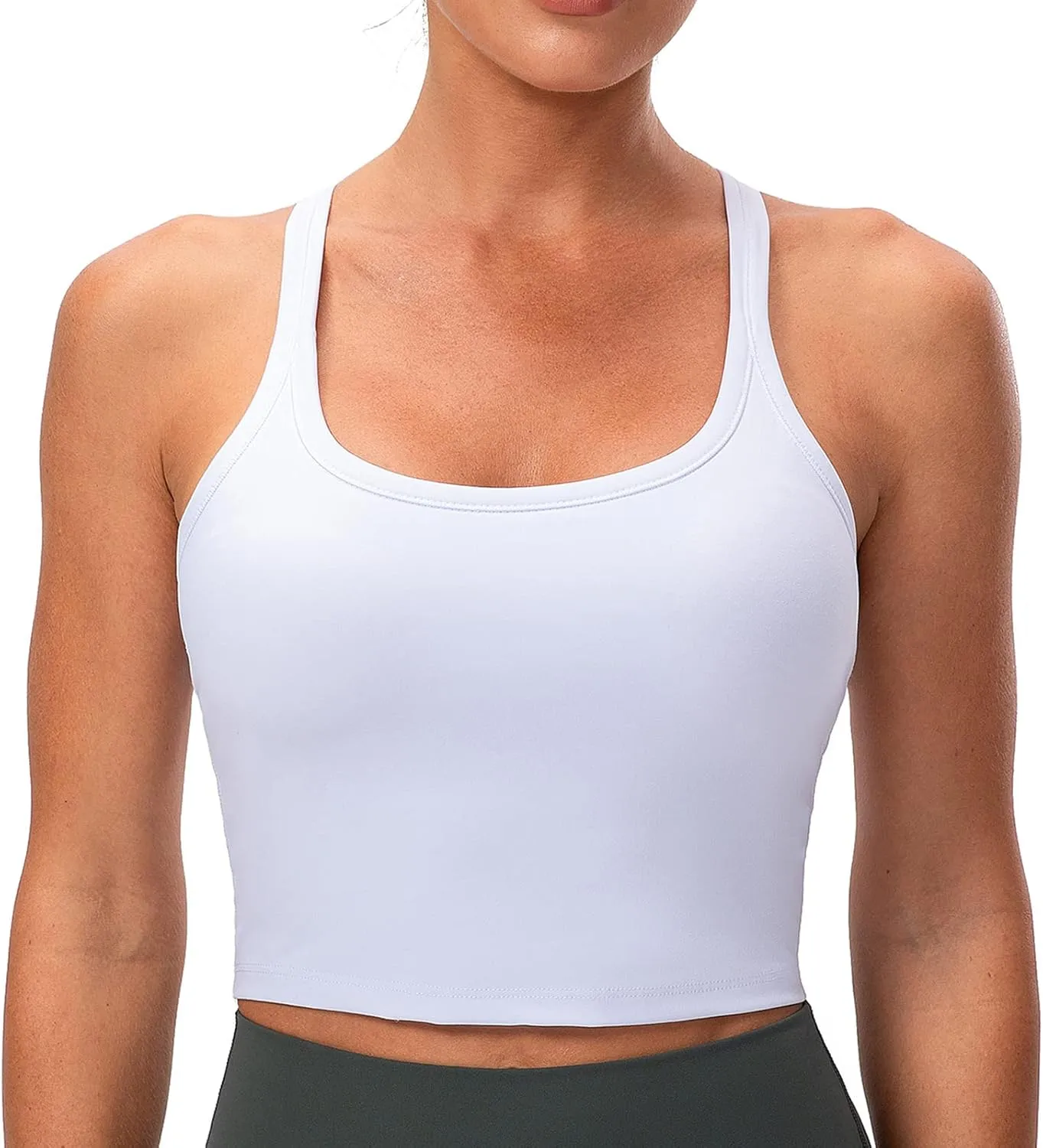 Lavento Women's Racerback Sports Bras Yoga Crop Top with Built in Bra