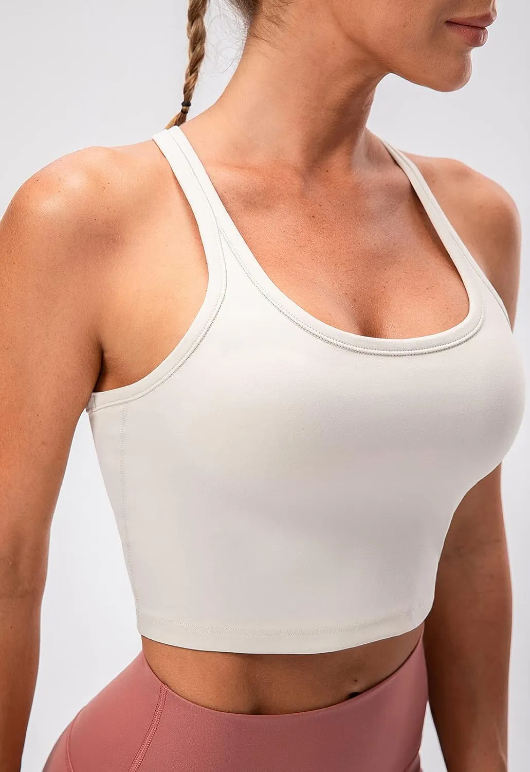 Lavento Women's Racerback Sports Bras Yoga Crop Top with Built in Bra