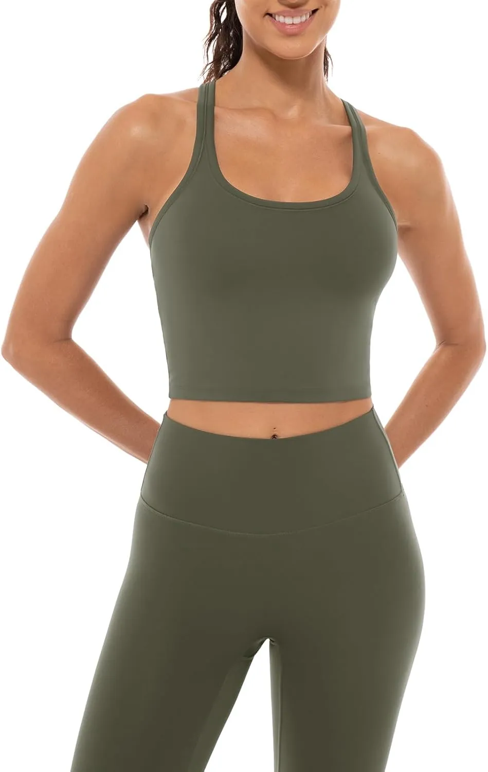 Lavento Women's Racerback Sports Bras Yoga Crop Top with Built in Bra