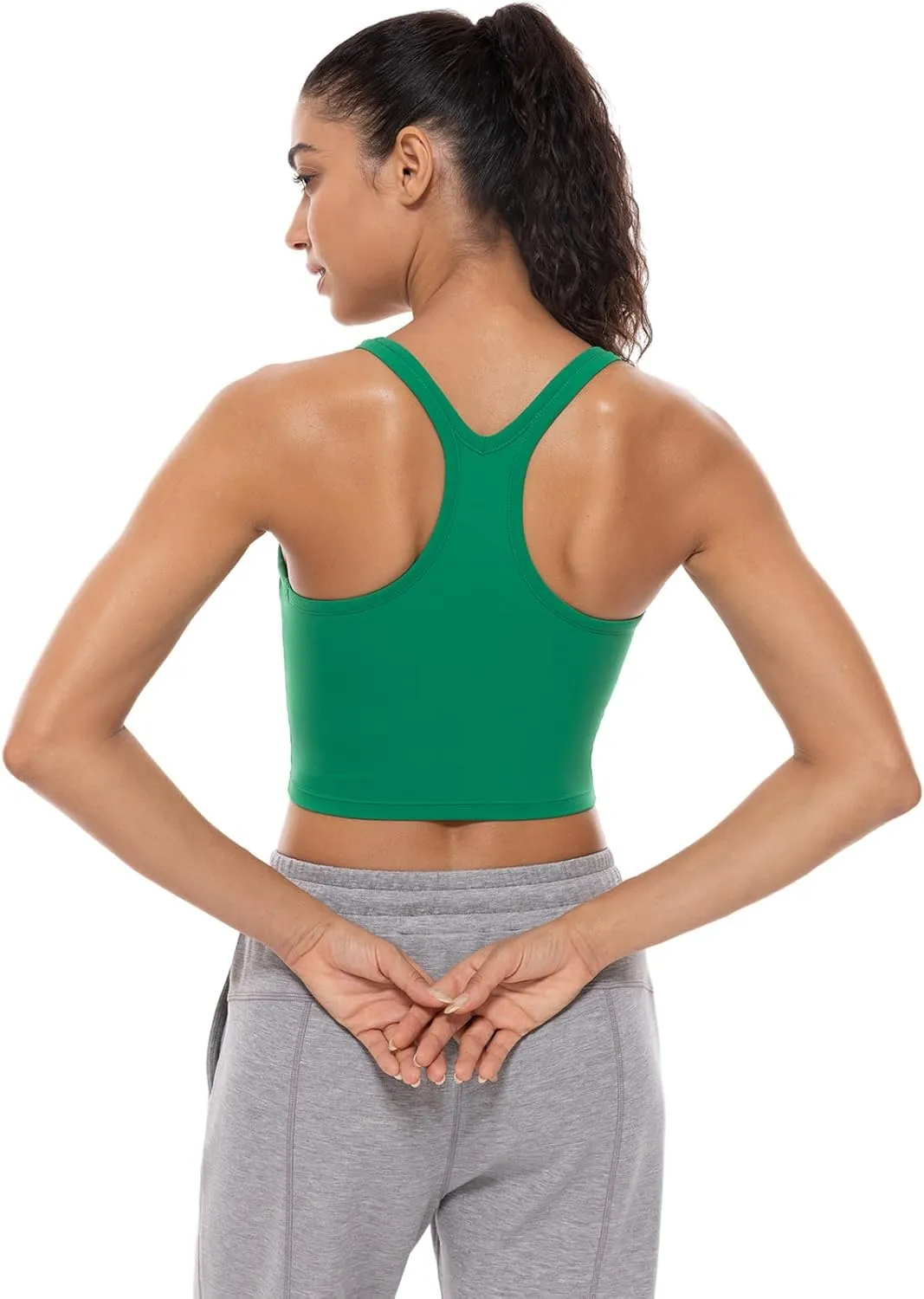 Lavento Women's Racerback Sports Bras Yoga Crop Top with Built in Bra
