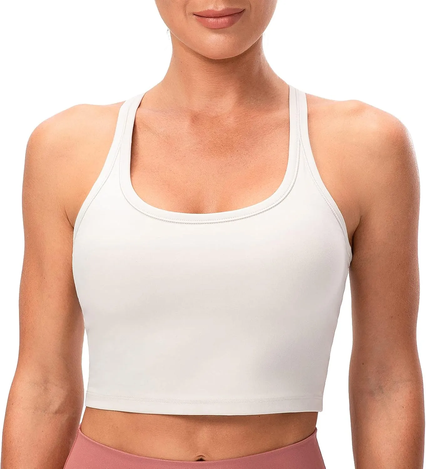 Lavento Women's Racerback Sports Bras Yoga Crop Top with Built in Bra