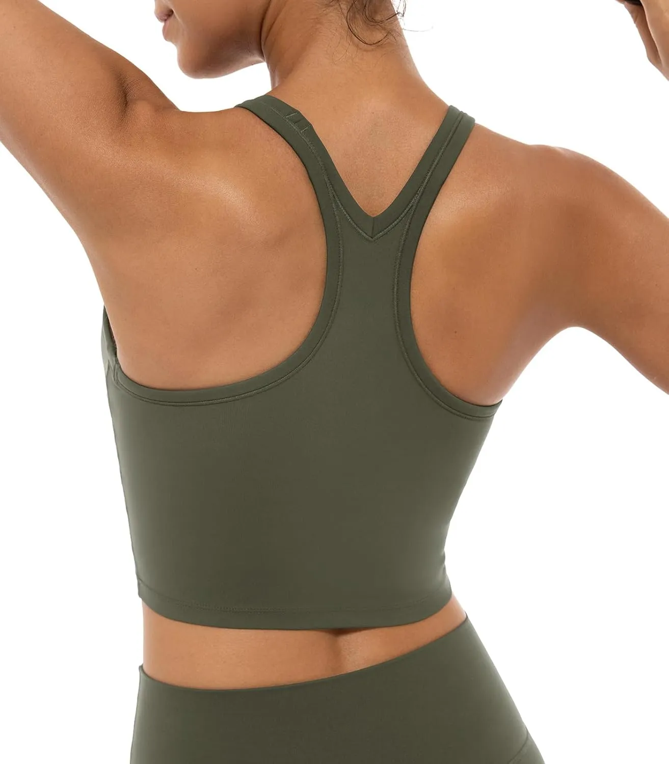 Lavento Women's Racerback Sports Bras Yoga Crop Top with Built in Bra