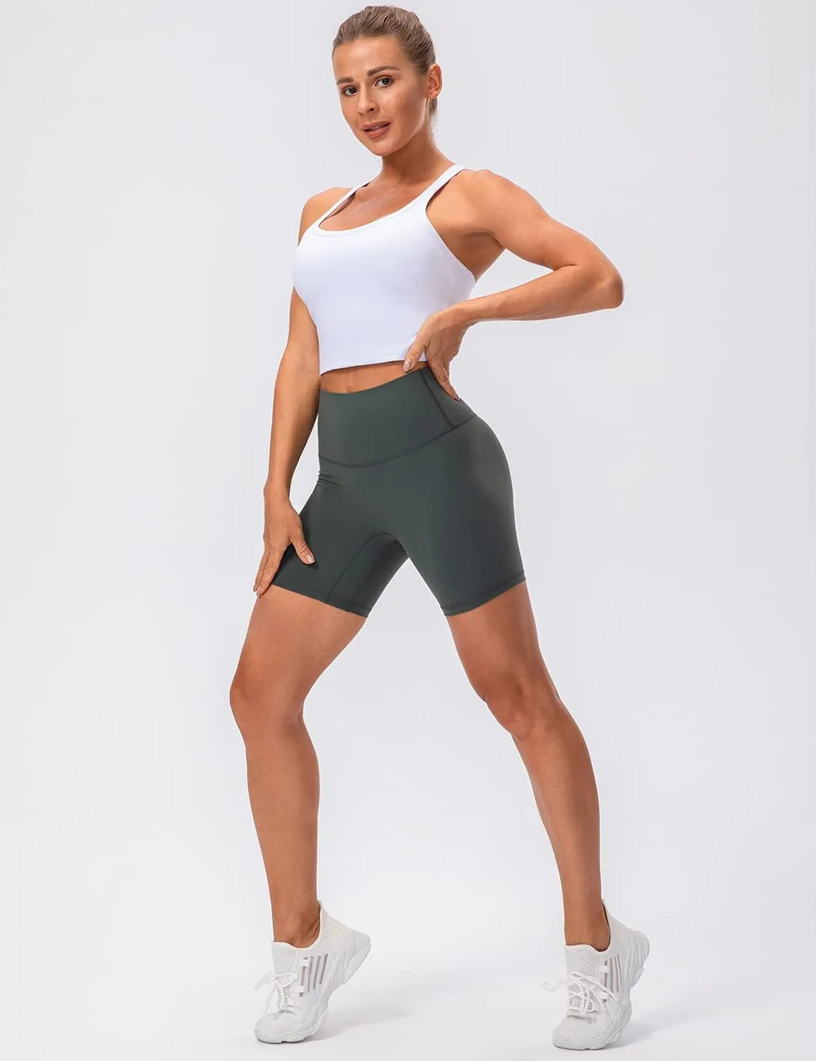 Lavento Women's Racerback Sports Bras Yoga Crop Top with Built in Bra