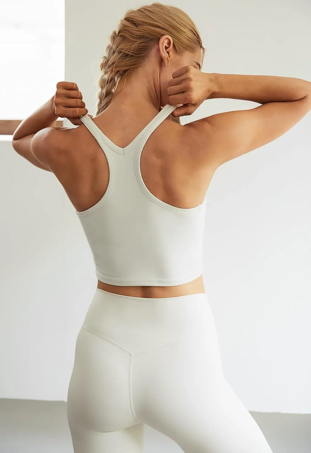 Lavento Women's Racerback Sports Bras Yoga Crop Top with Built in Bra