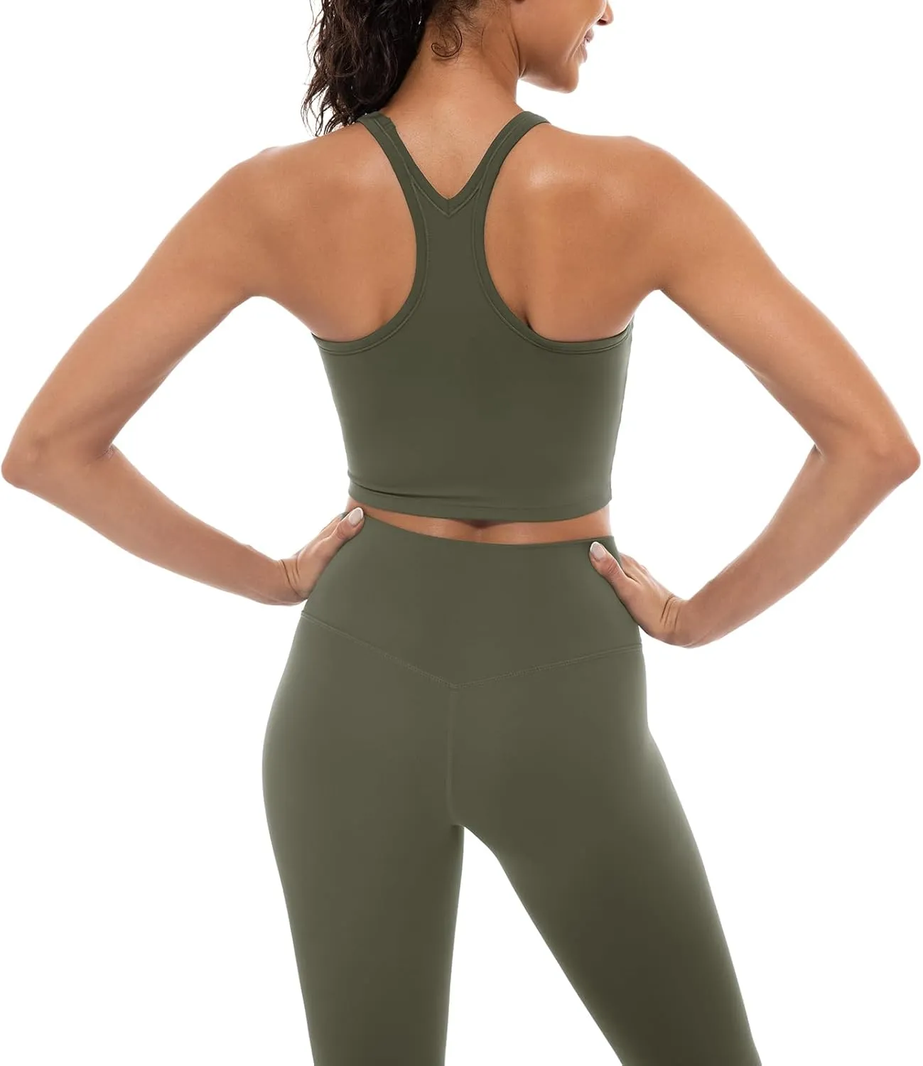Lavento Women's Racerback Sports Bras Yoga Crop Top with Built in Bra