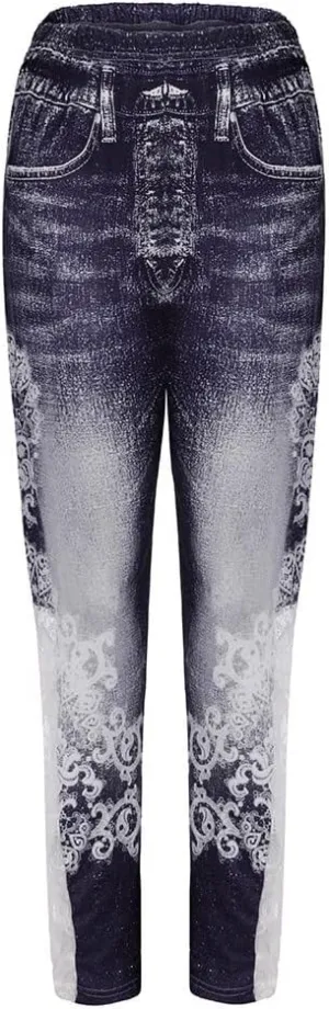 LCMTWX Leggings with Pockets for Women Long Slim Leggings Printed Elastic Casual Pants Leggings with Pockets Cold Weather