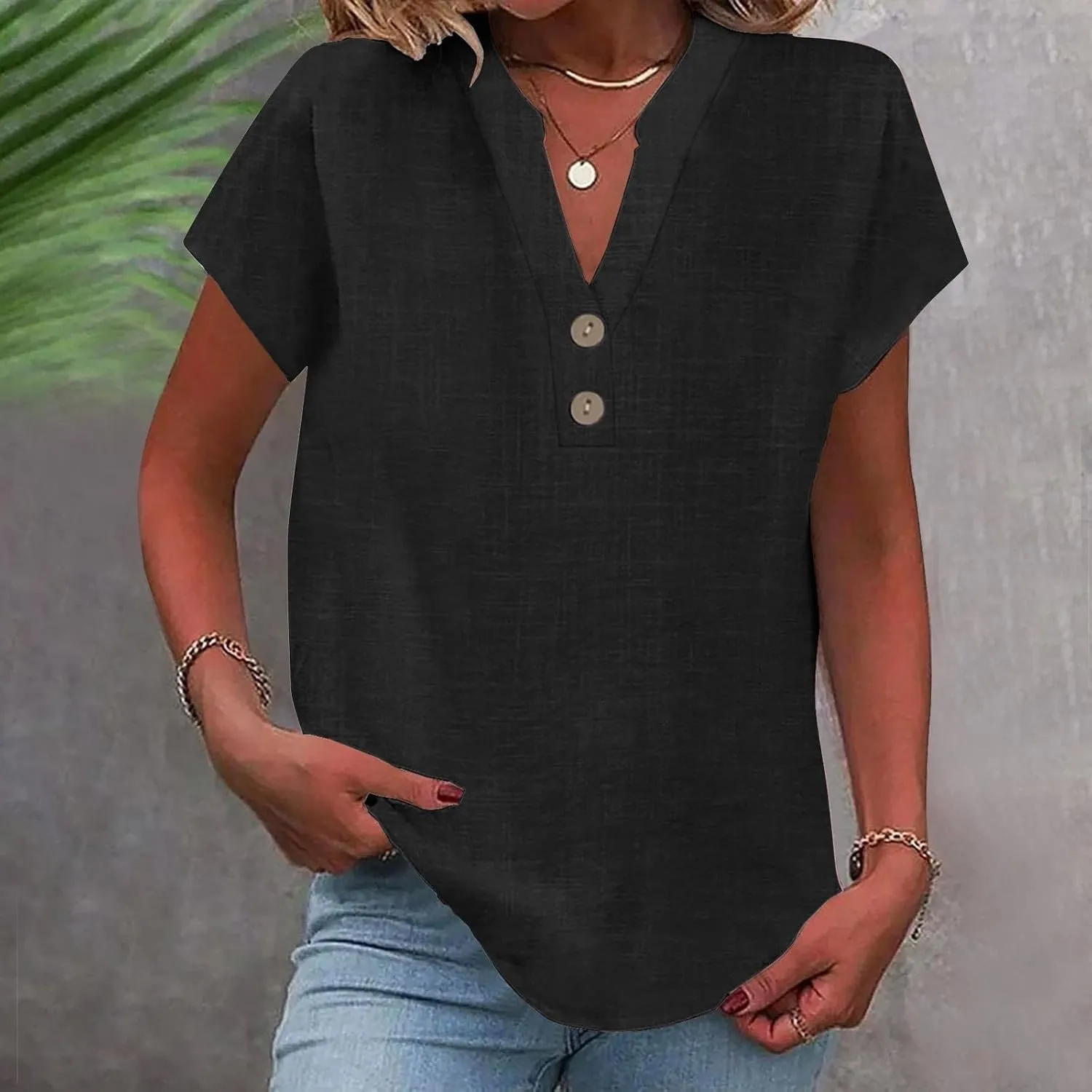 Linen Cami Top for Women - Soft Adjustable Button Blouse, Beach & Casual Wear