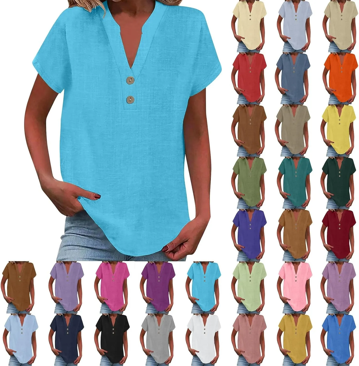 Linen Cami Top for Women - Soft Adjustable Button Blouse, Beach & Casual Wear