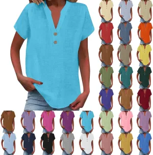 Linen Cami Top for Women - Soft Adjustable Button Blouse, Beach & Casual Wear