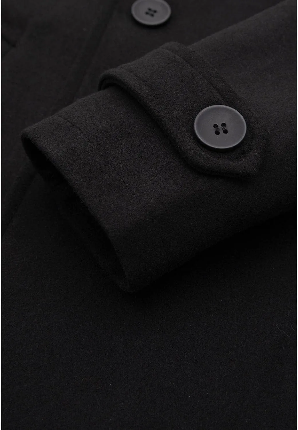 Lisskolo Men's Wool Blend Double Breasted Pea Coat Classic Notched Collar Warm Woolen Coats Winter Outwear Jackets