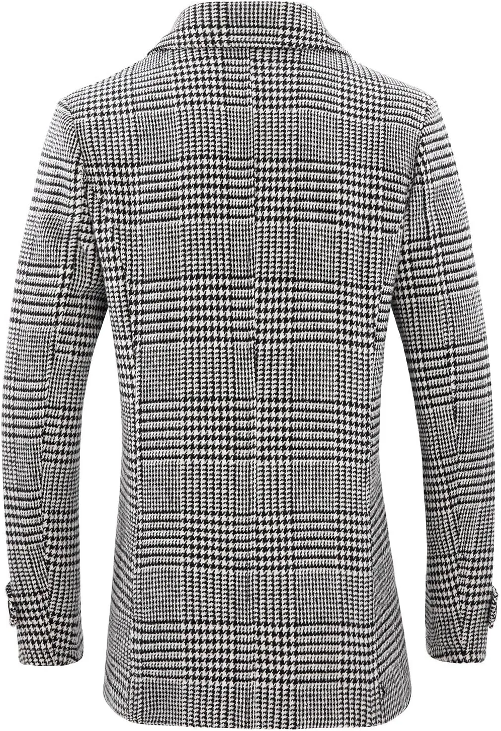 Lisskolo Men's Wool Blend Double Breasted Pea Coat Classic Notched Collar Warm Woolen Coats Winter Outwear Jackets