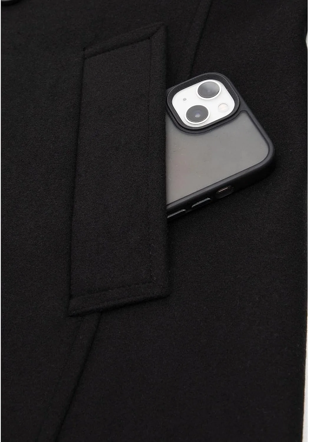 Lisskolo Men's Wool Blend Double Breasted Pea Coat Classic Notched Collar Warm Woolen Coats Winter Outwear Jackets