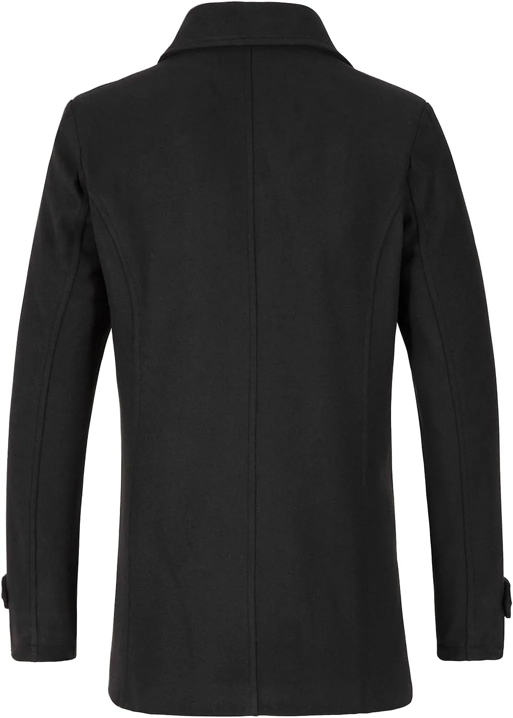 Lisskolo Men's Wool Blend Double Breasted Pea Coat Classic Notched Collar Warm Woolen Coats Winter Outwear Jackets