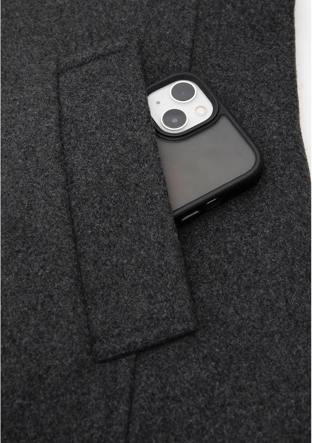 Lisskolo Men's Wool Blend Double Breasted Pea Coat Classic Notched Collar Warm Woolen Coats Winter Outwear Jackets