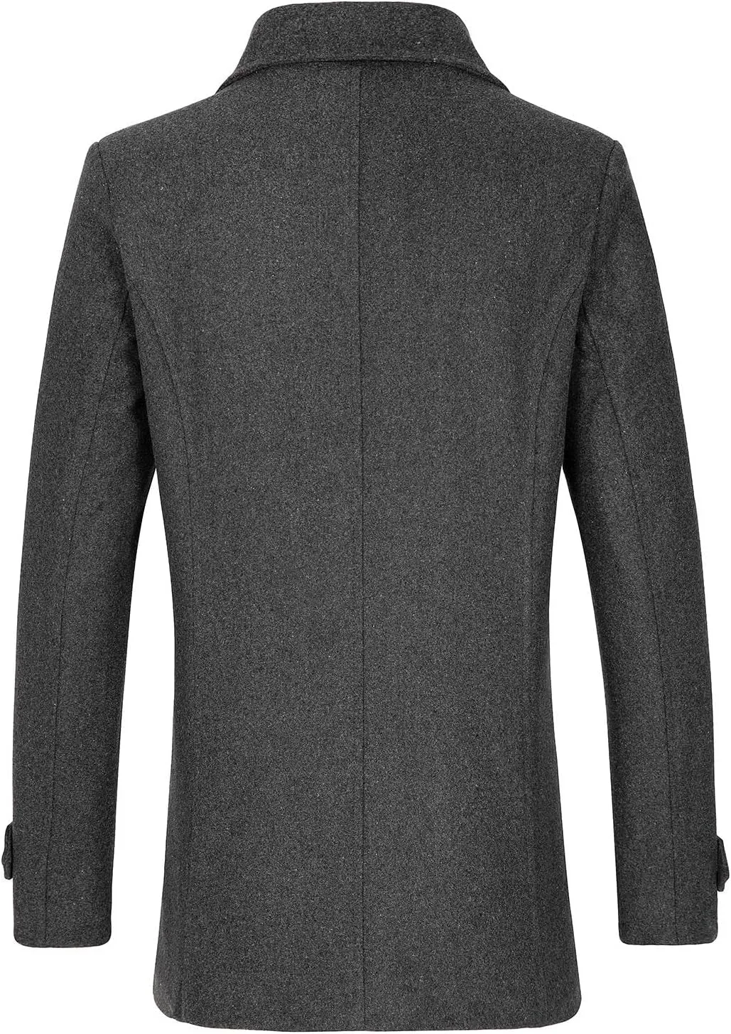 Lisskolo Men's Wool Blend Double Breasted Pea Coat Classic Notched Collar Warm Woolen Coats Winter Outwear Jackets