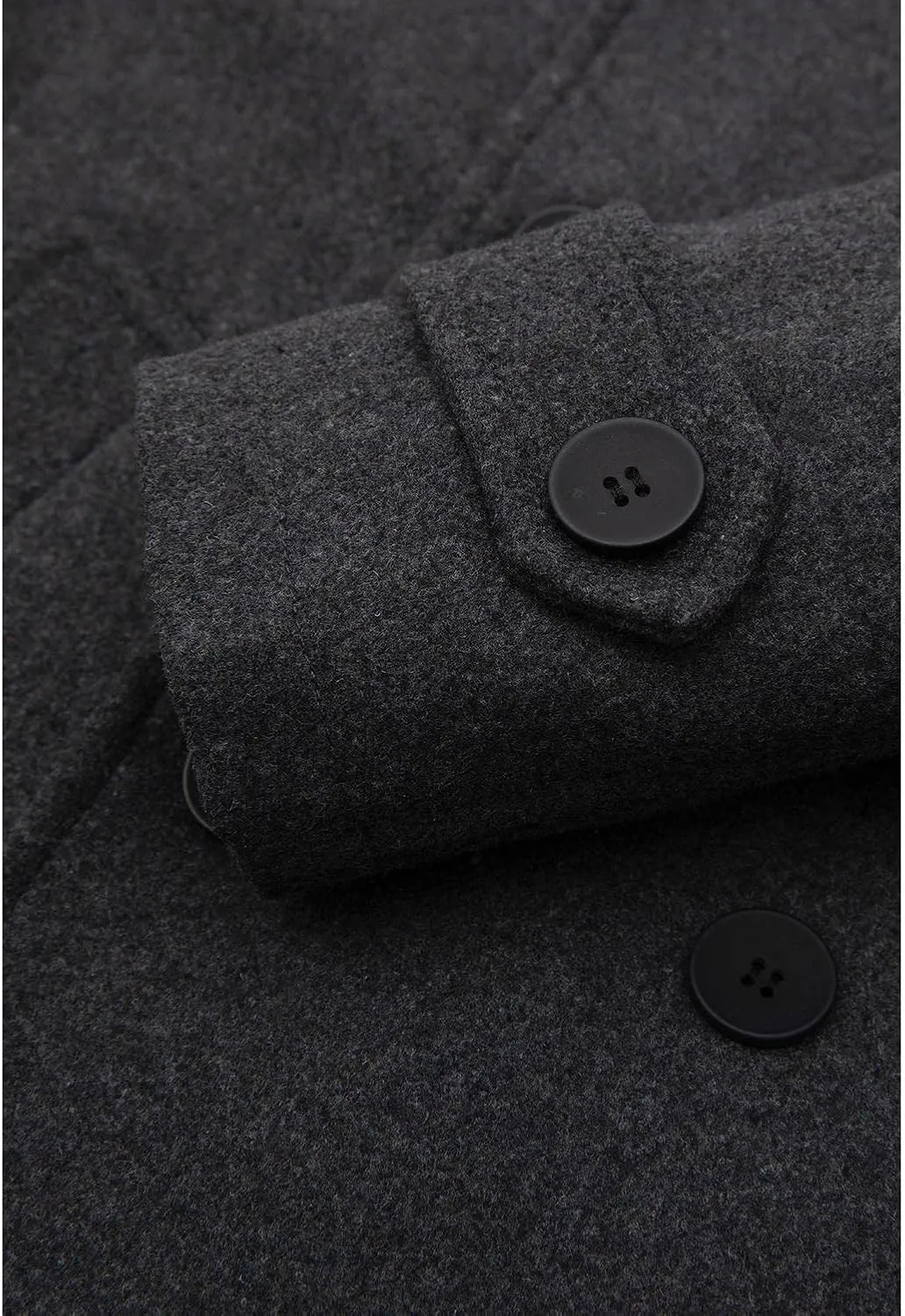 Lisskolo Men's Wool Blend Double Breasted Pea Coat Classic Notched Collar Warm Woolen Coats Winter Outwear Jackets